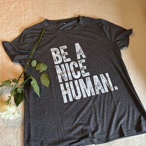 Gray Graphic T-Shirt with White Text NWOT